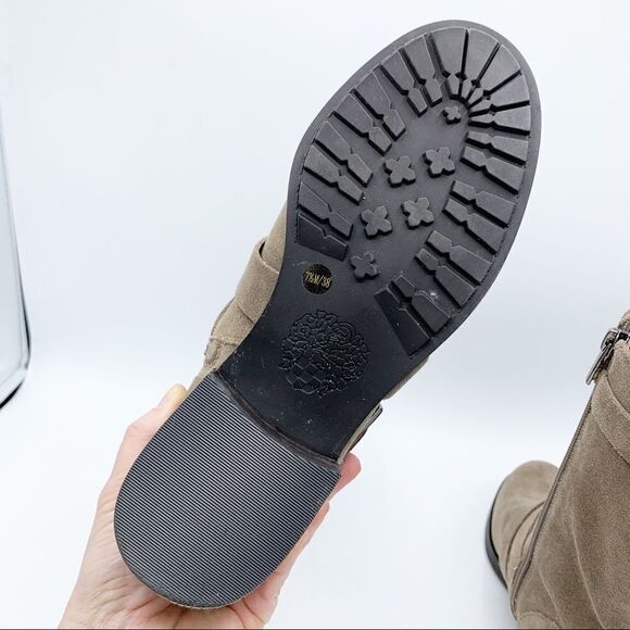 Vince Camuto Walleya Taupe Suede Motorcycle Boots Sz 7.5 - Picture 9 of 15